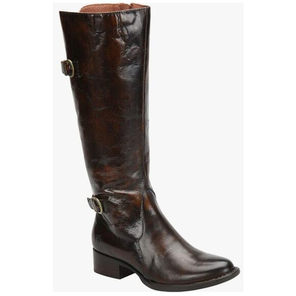 NIB Born Sz 6.5 Brn GIBB Artisan Finely Grained Leather Buckle Zipper Tall Boots - Picture 1 of 7